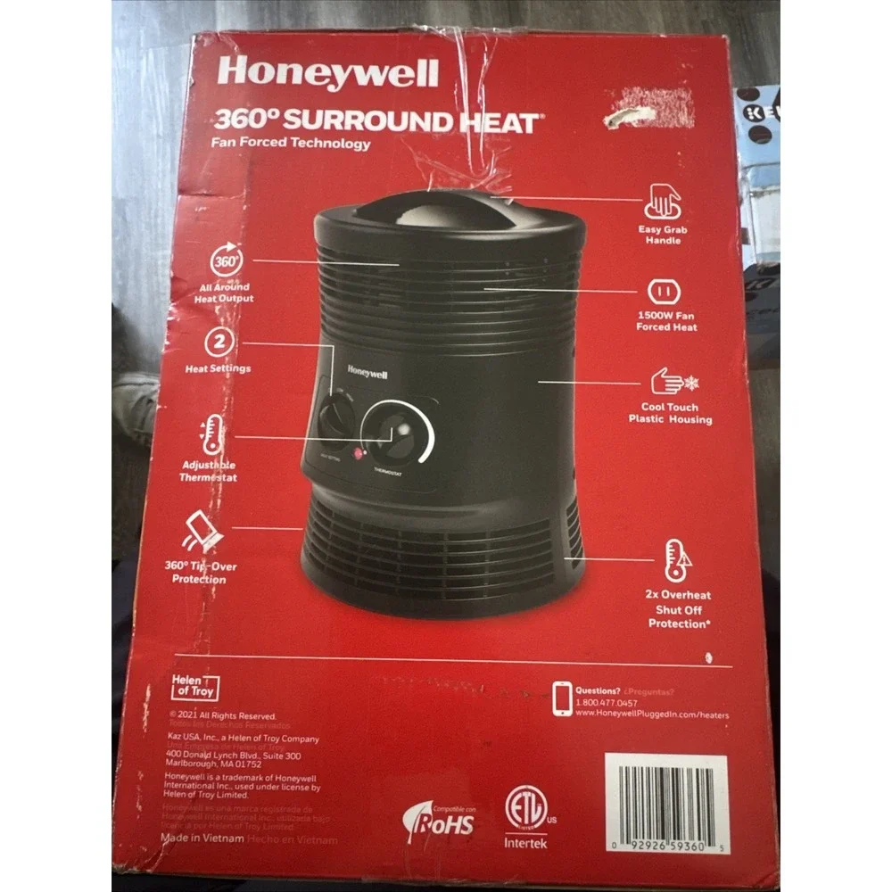 Honeywell 360 Degree Surround Heat 1500W Fan Forced Heater Black